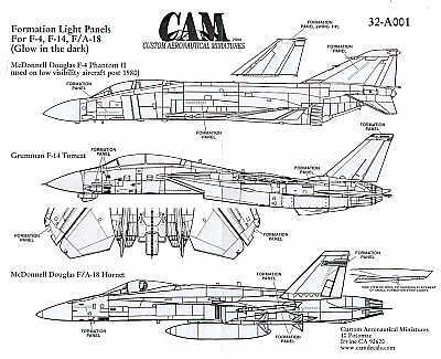CAM CAM32A01 1:32 Formation Light Panels F-4/F-14/F-18 Decals