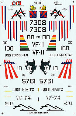 CAM CAM48005 1:48 McDonnell F-4J Phantom VF-11/VF-74 Decals