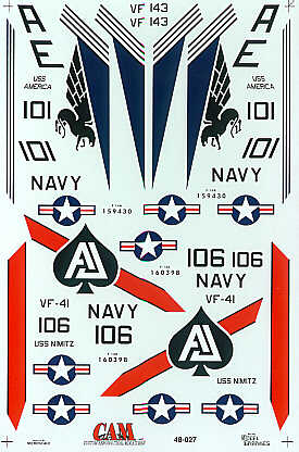 CAM CAM48027 1:48 Grumman F-14A Tomcat VF-41/VF-143 Decals