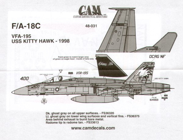 CAM CAM48031 1:48 F/A-18C VFA-195 Dambusters Chippy Ho Decals