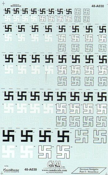 CAM CAM48A30 1:48 Luftwaffe/German Insignia Part I Swastikas