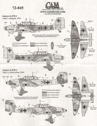 CAM CAM72045 1:72 Junkers Ju-87B-2/R2 'Stuka'