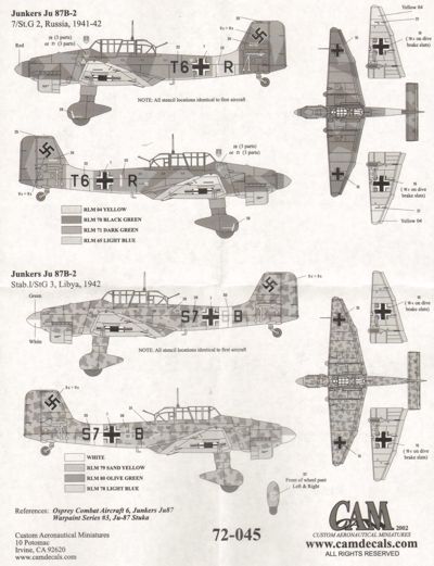 CAM CAM72045 1:72 Junkers Ju-87B-2/R2 'Stuka'