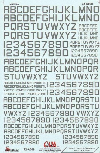 CAM CAM72A08 1:72 Letters and Numbers FS35231 4 sizes Part 2