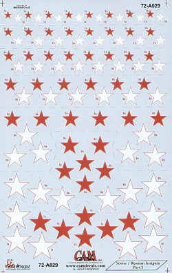 CAM CAM72A29 1:72 Soviet Red Stars National Insignia, 7 sizes