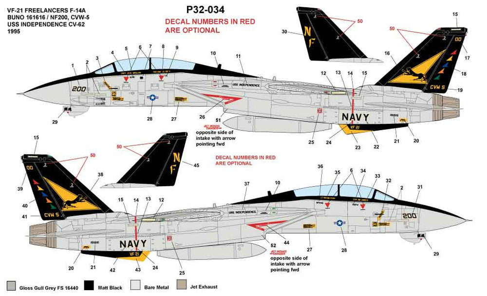 CAM PRO CAMP3234 1:32 Grumman F-14A Tomcat VF-21 FREELANCERS