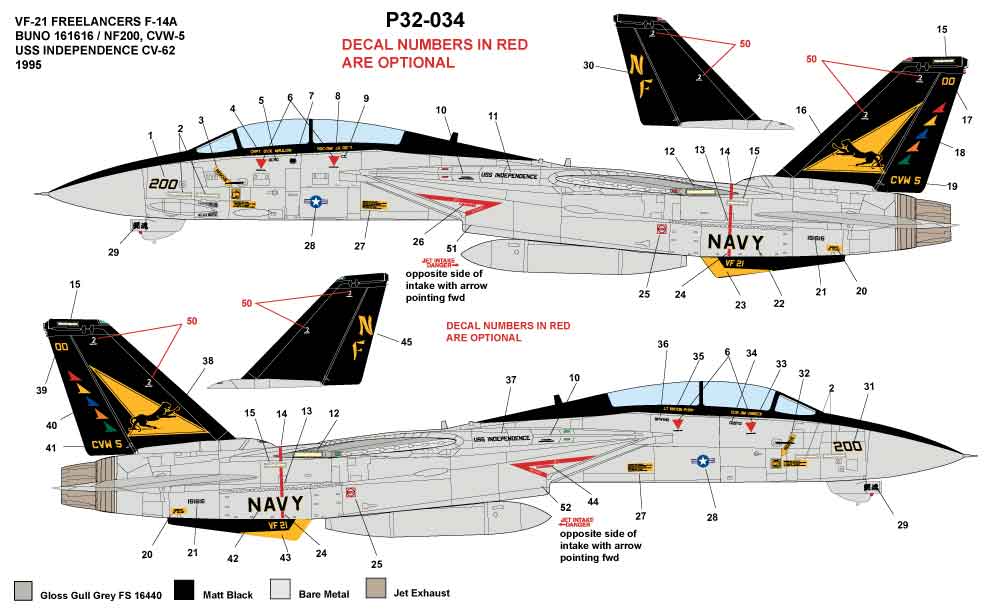 CAM PRO CAMP3234 1:32 Grumman F-14A Tomcat VF-21 FREELANCERS