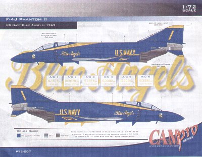 CAM PRO CAMP7207 1:72 McDonnell F-4J Phantoms, Blue Angels 1969 Team Nos 1-6