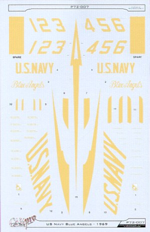 CAM PRO CAMP7207 1:72 McDonnell F-4J Phantoms, Blue Angels 1969 Team Nos 1-6
