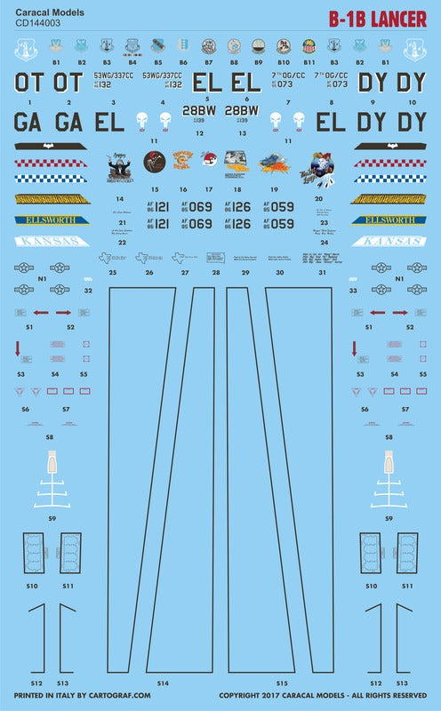 Caracal CD144003 1:144 USAF Rockwell B-1B Lancer Decals