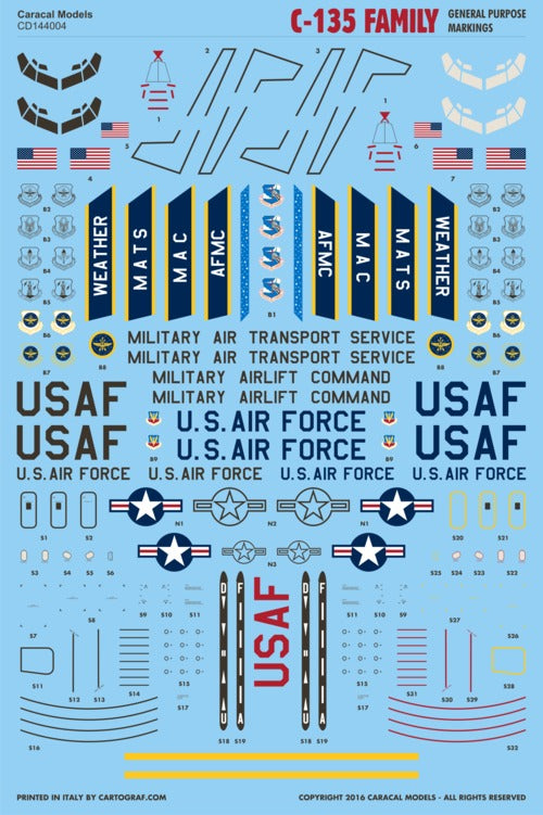 Caracal Models CD144004 1:144 C-135 Family General Purpose Markings