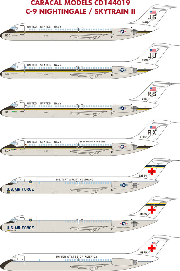 Caracal CD144019 1:144 Douglas C-9 Nightingale/Skytrain II Decals
