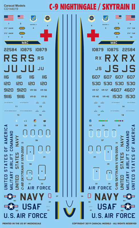 Caracal CD144019 1:144 Douglas C-9 Nightingale/Skytrain II Decals