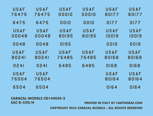 Caracal CD144020 1:144 SAC Boeing B-52G/H Stratofortress Decals