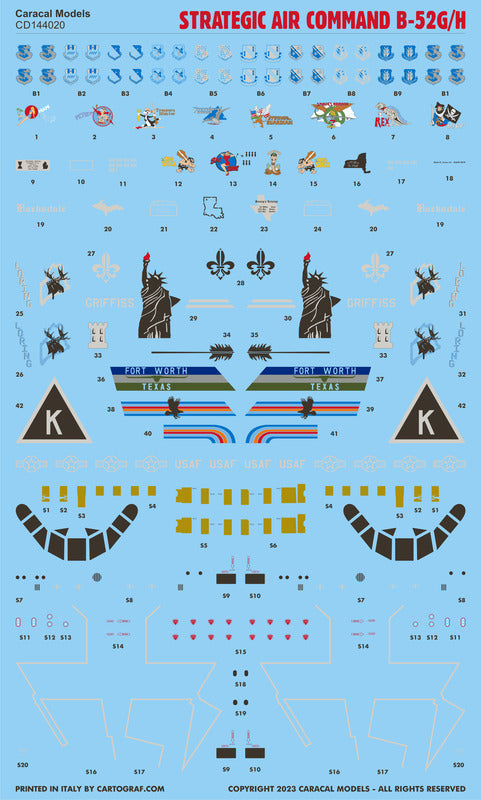Caracal CD144020 1:144 SAC Boeing B-52G/H Stratofortress Decals