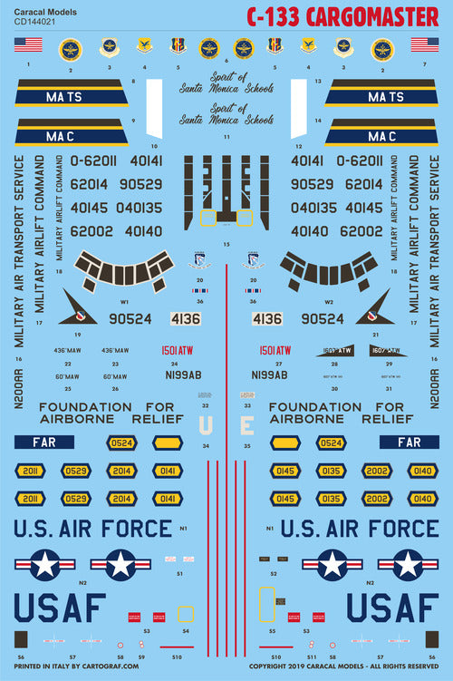 Caracal CD144021 1:144 Douglas C-133 Cargomaster Decals