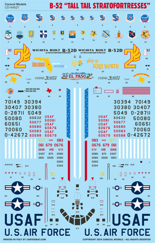 Caracal CD144027 1:144 Boeing B-52 Tall Tail Stratofortress Decals