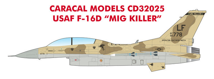 Caracal CD32025 1:32 USAF F-16D Fighting Falcon MiG Killer