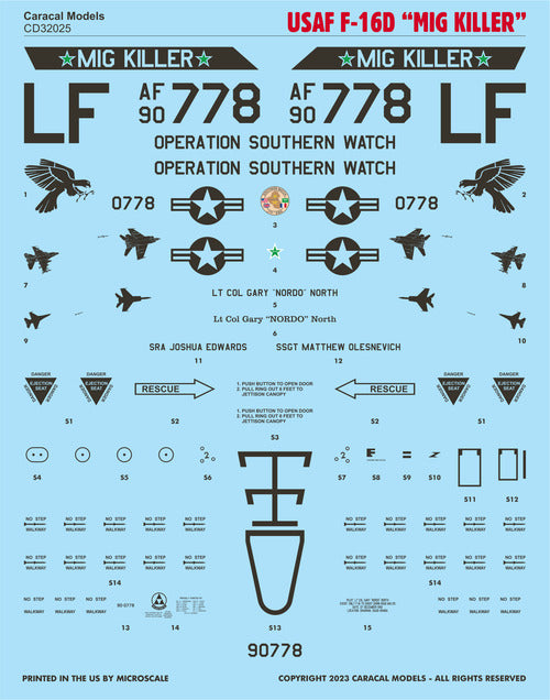 Caracal CD32025 1:32 USAF F-16D Fighting Falcon MiG Killer