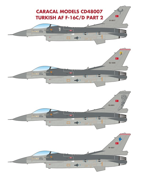 Caracal CD48007 1:48 Turkish Air Force F-16C/D Part 2 Decals