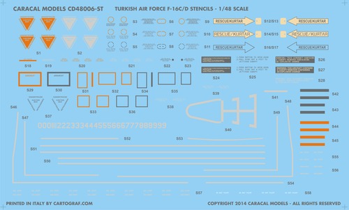 Caracal CD48007 1:48 Turkish Air Force F-16C/D Part 2 Decals