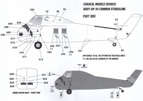 Caracal CD48031 1:48 Sikorsky H-34 US Military Decals