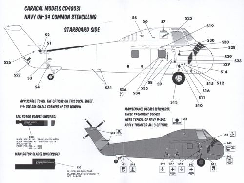 Caracal CD48031 1:48 Sikorsky H-34 US Military Decals