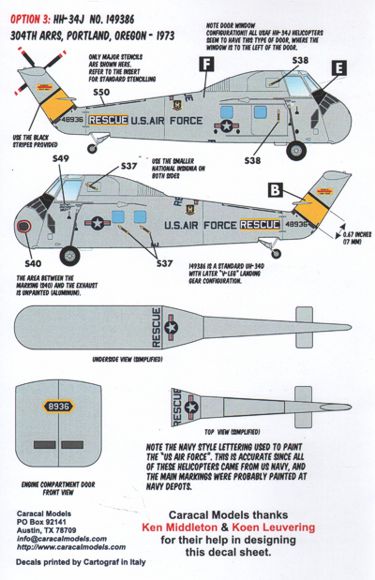 Caracal CD48031 1:48 Sikorsky H-34 US Military Decals