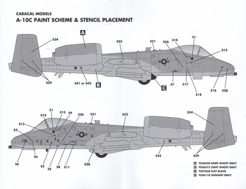 Caracal CD48034 1:48 ANG Fairchild A-10C Part 2 Decals