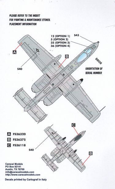 Caracal CD48034 1:48 ANG Fairchild A-10C Part 2 Decals