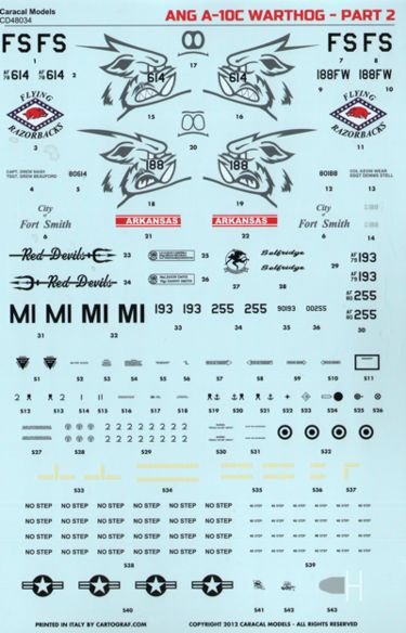 Caracal CD48034 1:48 ANG Fairchild A-10C Part 2 Decals