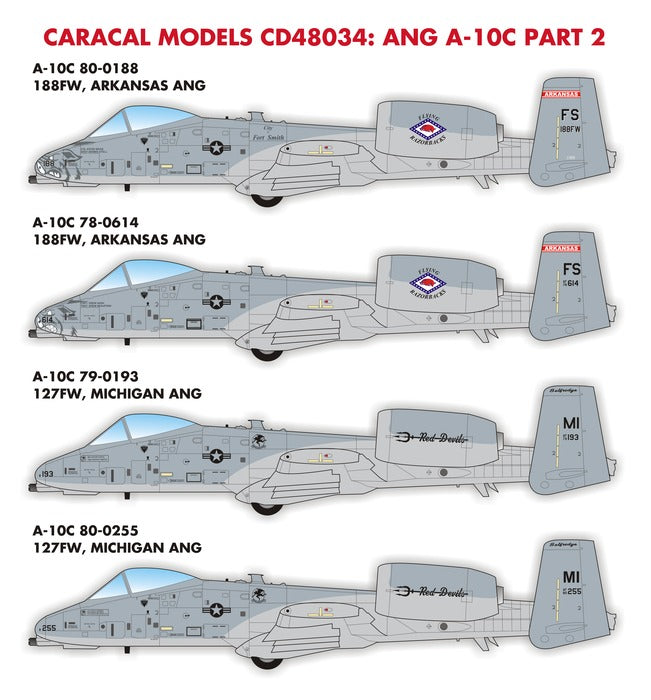Caracal CD48034 1:48 ANG Fairchild A-10C Part 2 Decals