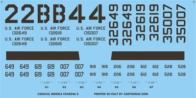 Caracal CD48046 1:48 USAF/VNAF Douglas A-1E Skyraider Decals