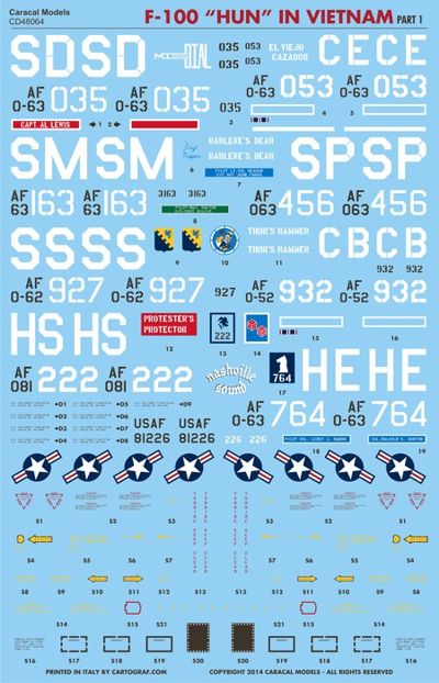 Caracal Models CD48064 1:48 North-American F-100D Super Sabre "Hun" in Vietnam