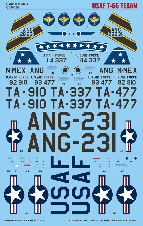 Caracal Models CD48098 1:48 USAF North-American T-6G Texan