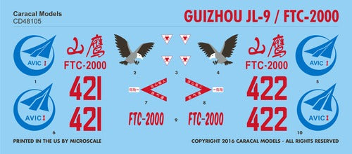 Caracal CD48105 1:48 Guizhou PLA JL-9 / FTC-2000 Decals