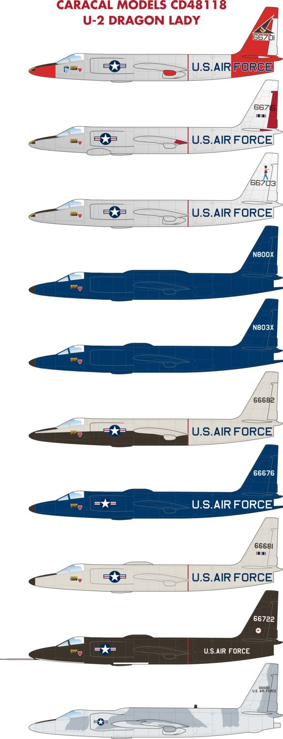 Caracal CD48118 1:48 Lockheed U-2A/C Dragon Lady Decals