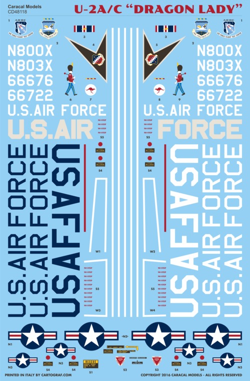 Caracal CD48118 1:48 Lockheed U-2A/C Dragon Lady Decals