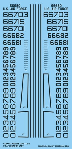 Caracal CD48118 1:48 Lockheed U-2A/C Dragon Lady Decals