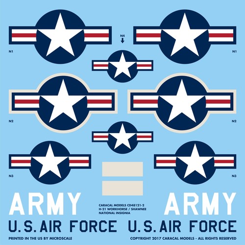 Caracal CD48121 1:48 Piasecki H-21 Flying Banana Decals