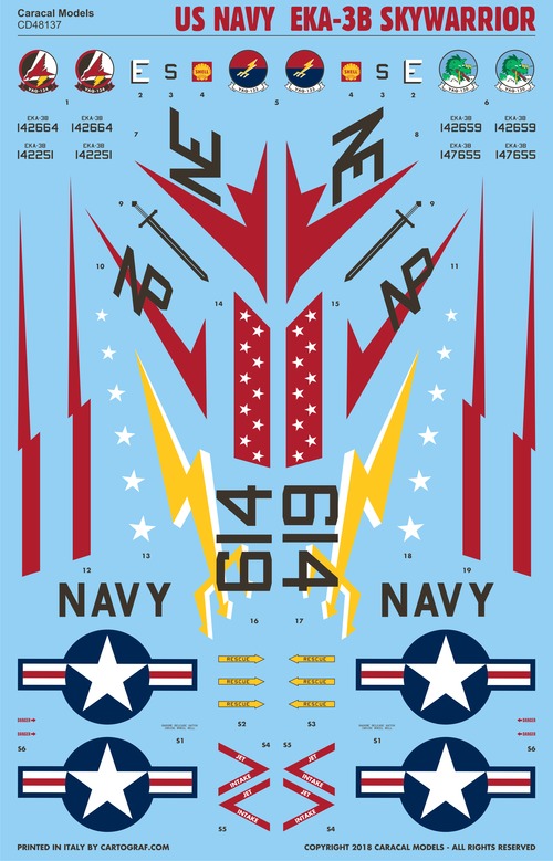Caracal CD48137 1:48 Douglas EKA-3B Skywarrior Vietnam Decals