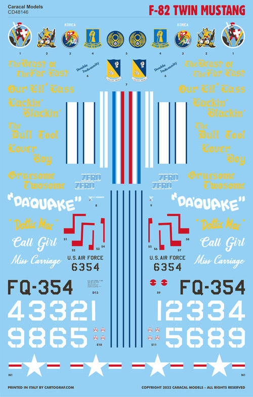 Caracal CD48146 1:48 North-American F-82 Twin Mustang Decals