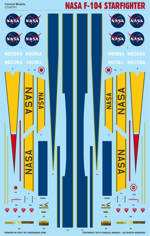 Caracal CD48161 1:48 NASA Lockheed F-104 Starfighter Decals