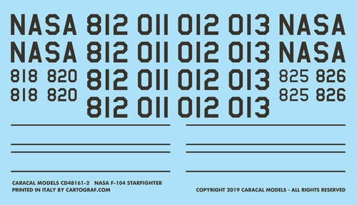 Caracal CD48161 1:48 NASA Lockheed F-104 Starfighter Decals
