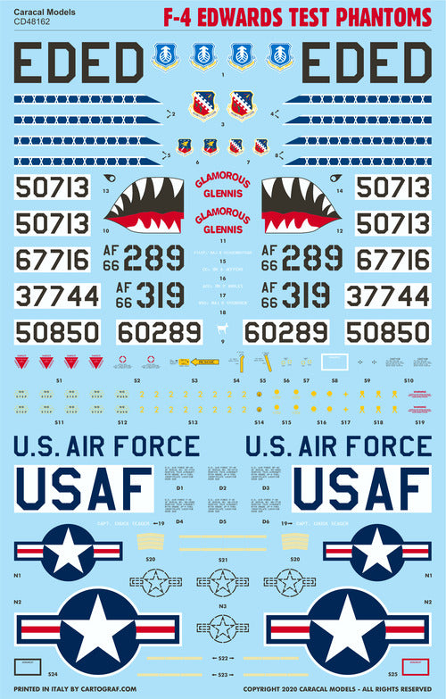 Caracal CD48162 1:48 McDonnell F-4 Edwards Test Center Decals