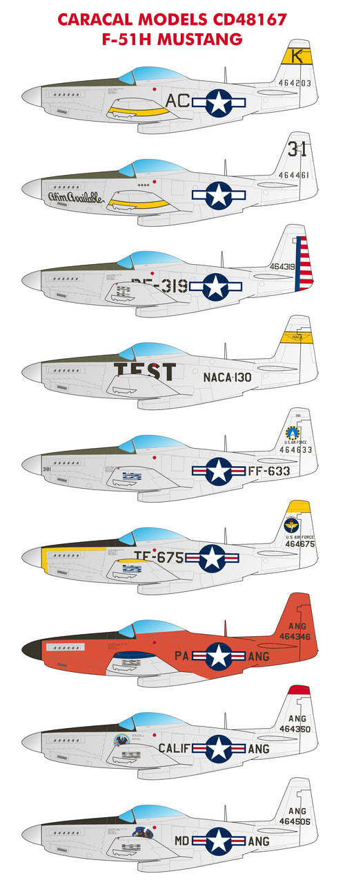 Caracal CD48167 1:48 North-American F-51H Mustang Decals
