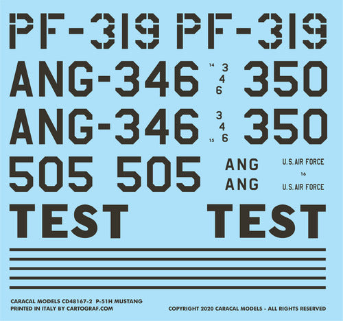 Caracal CD48167 1:48 North-American F-51H Mustang Decals