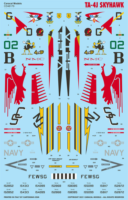 Caracal CD48179 1:48 Douglas TA-4J Skyhawk USN/USMC Decals
