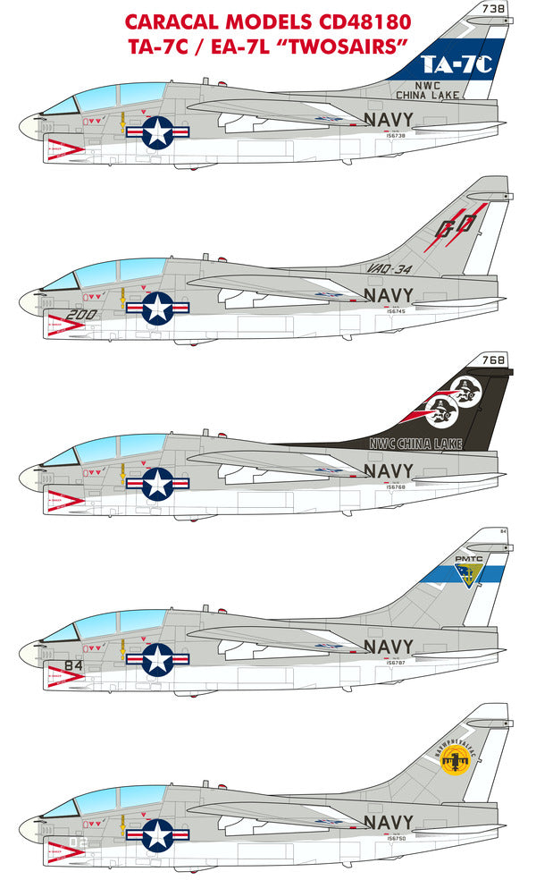 Caracal CD48180 1:48 US Navy LTV TA-7C / EA-7L Corsair Decals