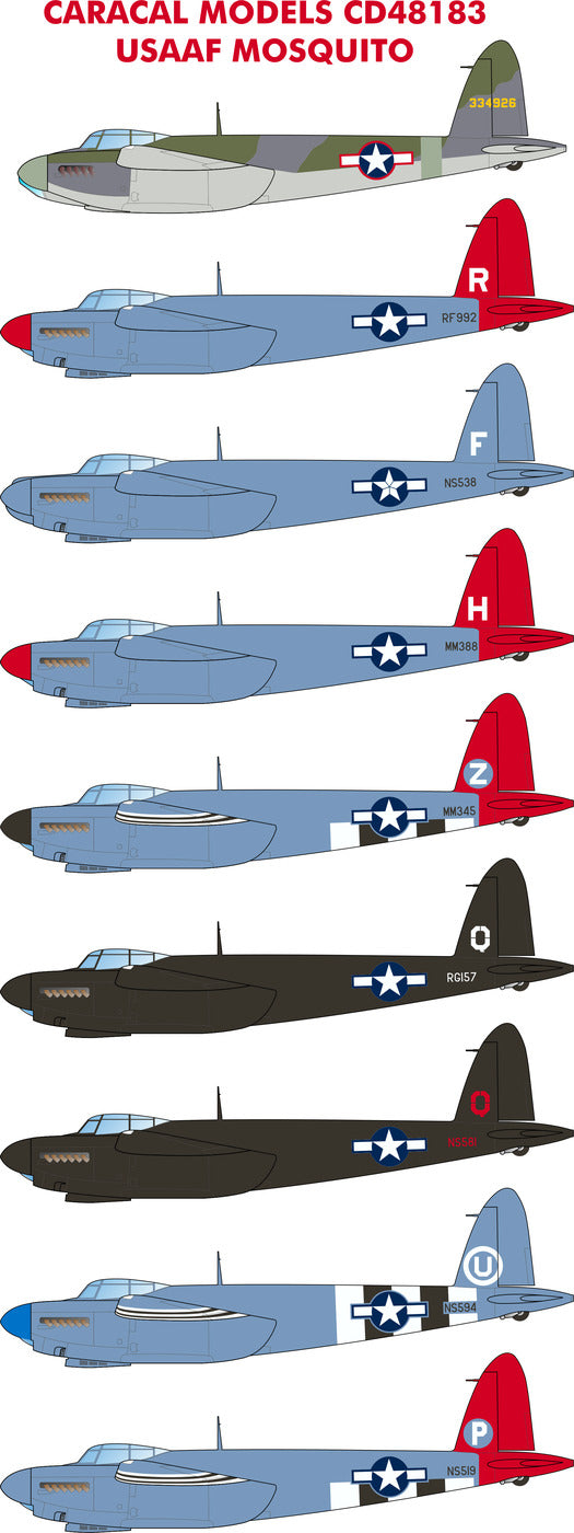 Caracal CD48183 1:48 USAAF Mosquito WWII Service Decals